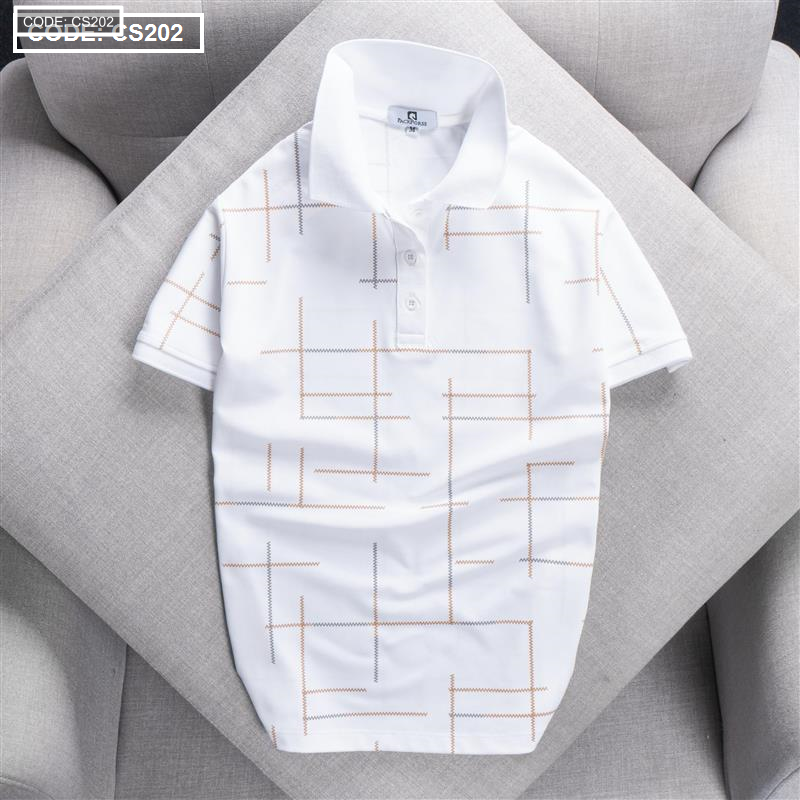 Áo Thun Nam Cổ Bẻ Phối Hoạ Tiết Kẻ Sọc (Có size 3x)