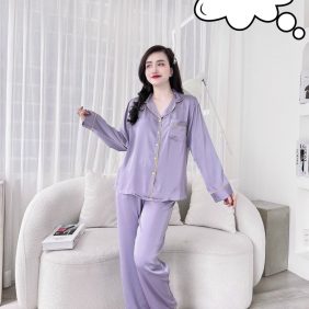 Đồ bộ pijama mặc nhà tay dài màu trơn - DBO1135