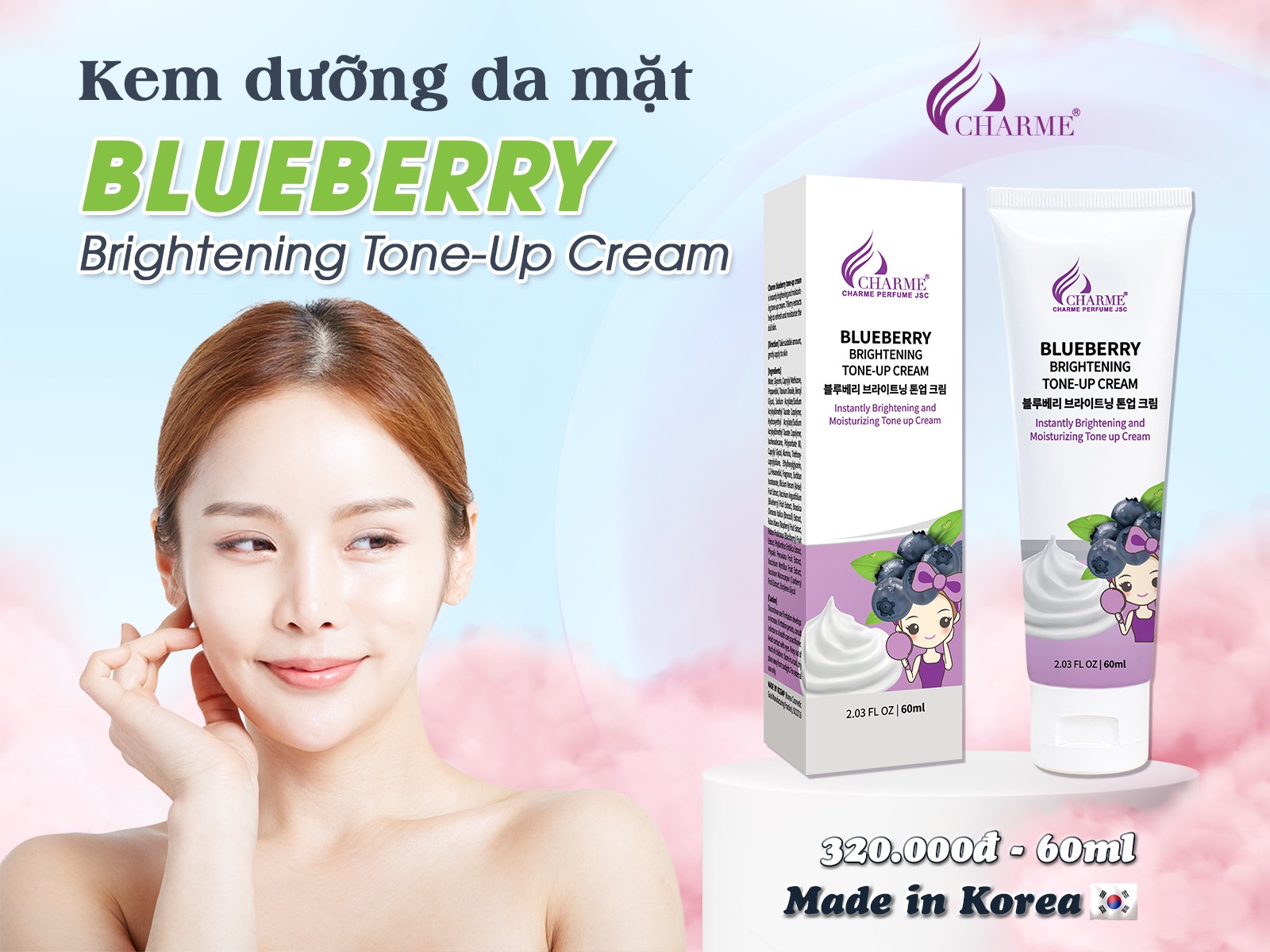 19503-kem-face-charme-blueberry-1-1.jpg Kem Dưỡng Da Mặt Blueberry Charme Brightening Tone Up Cream - 8809085102379