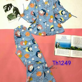 Đồ bộ dài pijama áo tay lửng họa tiết - DBO1717