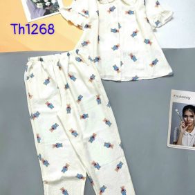 Đồ bộ dài pijama áo cổ sen tay lỡ - DBO1749