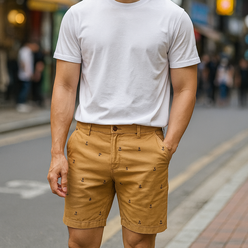 Quần Short Kaki Nam Cao Cấp In Logo Mũi Neo Quần Short Kaki Nam Cao Cấp In Logo Mũi Neo