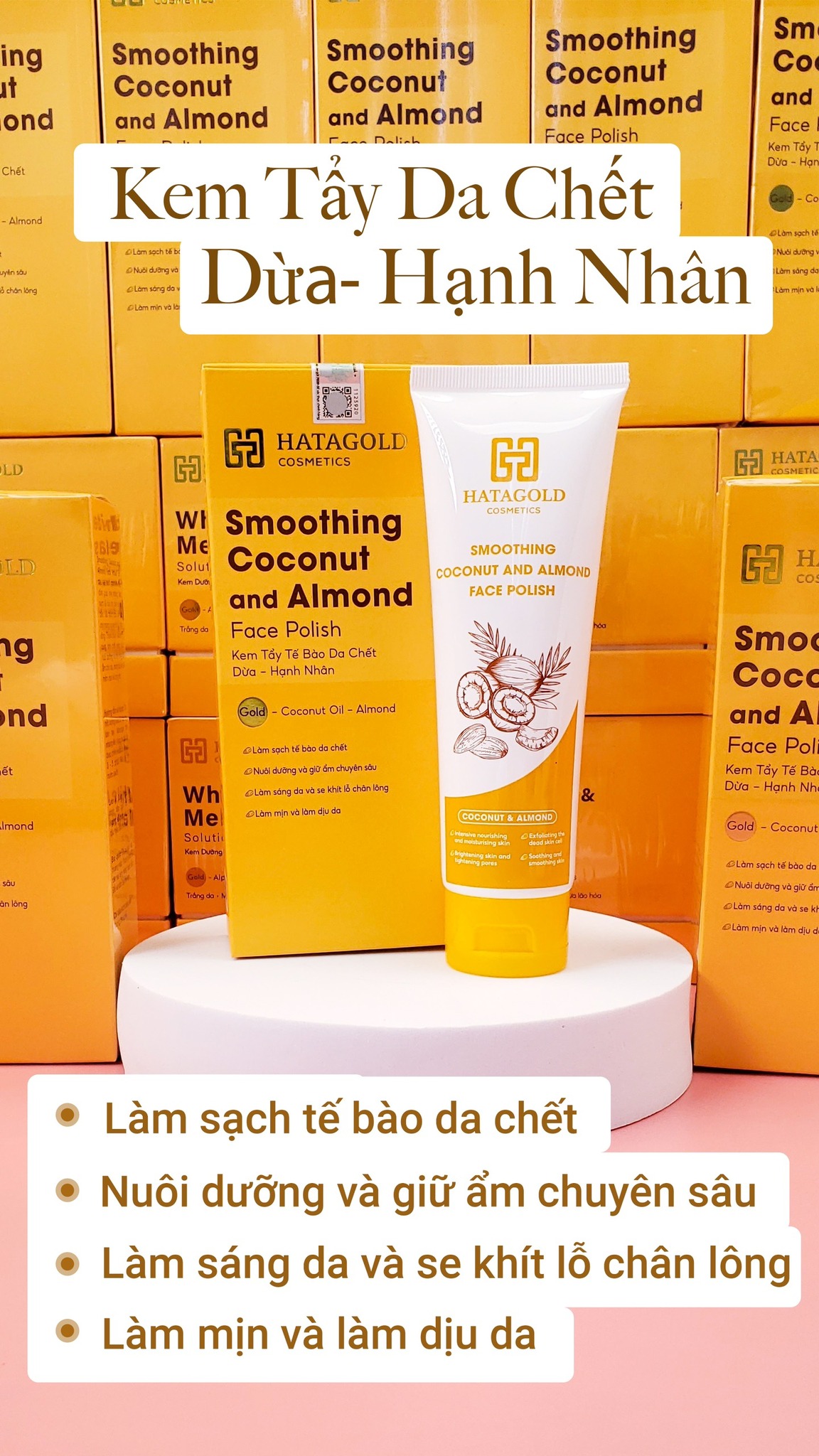 Chuyên sỉ kem Tẩy Da Chết Dừa Hạnh Nhân Hatagold Cosmetics Chuyên sỉ kem Tẩy Da Chết Dừa Hạnh Nhân Hatagold Cosmetics