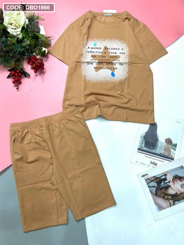 Đồ bộ quần lửng màu trơn in hình sao - DBO1966