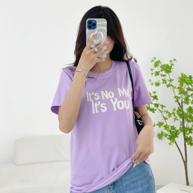 Áo thun thái nữ form suông cổ tròn in chữ nổi màu - AG1199