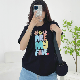 Áo thun thái nữ cổ tròn form suông in chữ you are me - AG1207