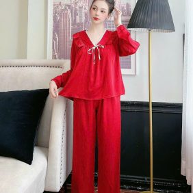 Đồ bộ pijama quần dài áo tay dài màu trơn - DBO2589