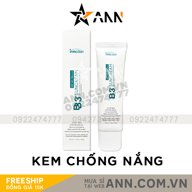 Kem Chống Nắng B3 InnoSkin Màu Xanh Cho Da Khô