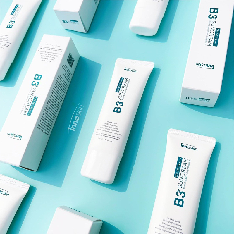 Kem Chống Nắng B3 InnoSkin Màu Xanh Cho Da Khô