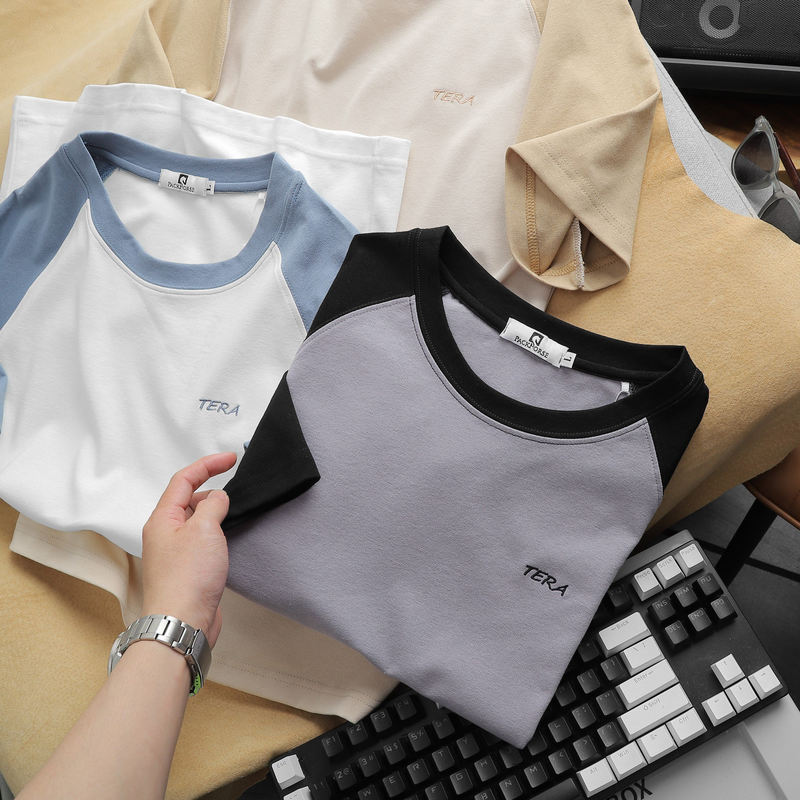 Áo Thun Nam Cổ Tròn Pack Horse Tay Phối Màu Thêu Chữ TERA Áo Thun Nam Cổ Tròn Pack Horse Tay Phối Màu Thêu Chữ TERA