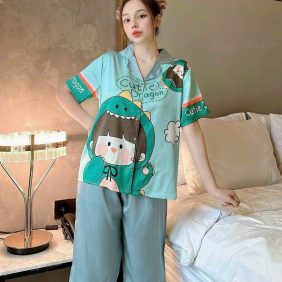 Đồ bộ quần lửng áo tay ngắn cổ bẻ hoạ tiết - DBO3267