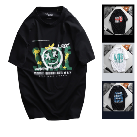 Áo Thun Nam Cổ Tròn Rurumen Màu Đen In Icoin Marshmello Big Size - AB461