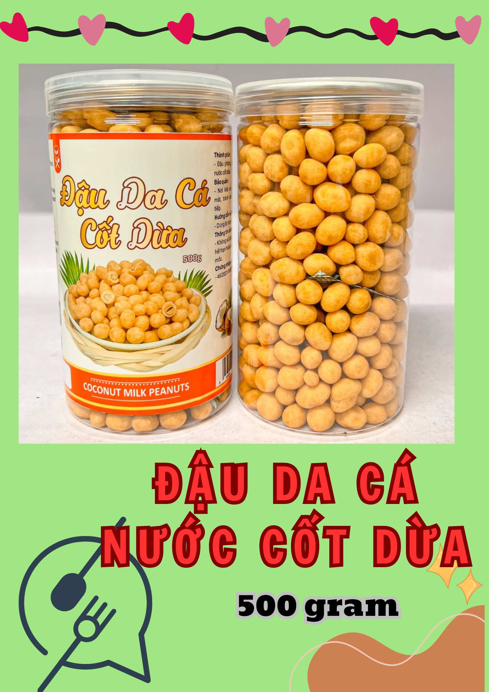 Kho sỉ đậu Phộng Da Cá Cốt Dừa Thơm Ngon 500g Kho sỉ đậu Phộng Da Cá Cốt Dừa Thơm Ngon 500g