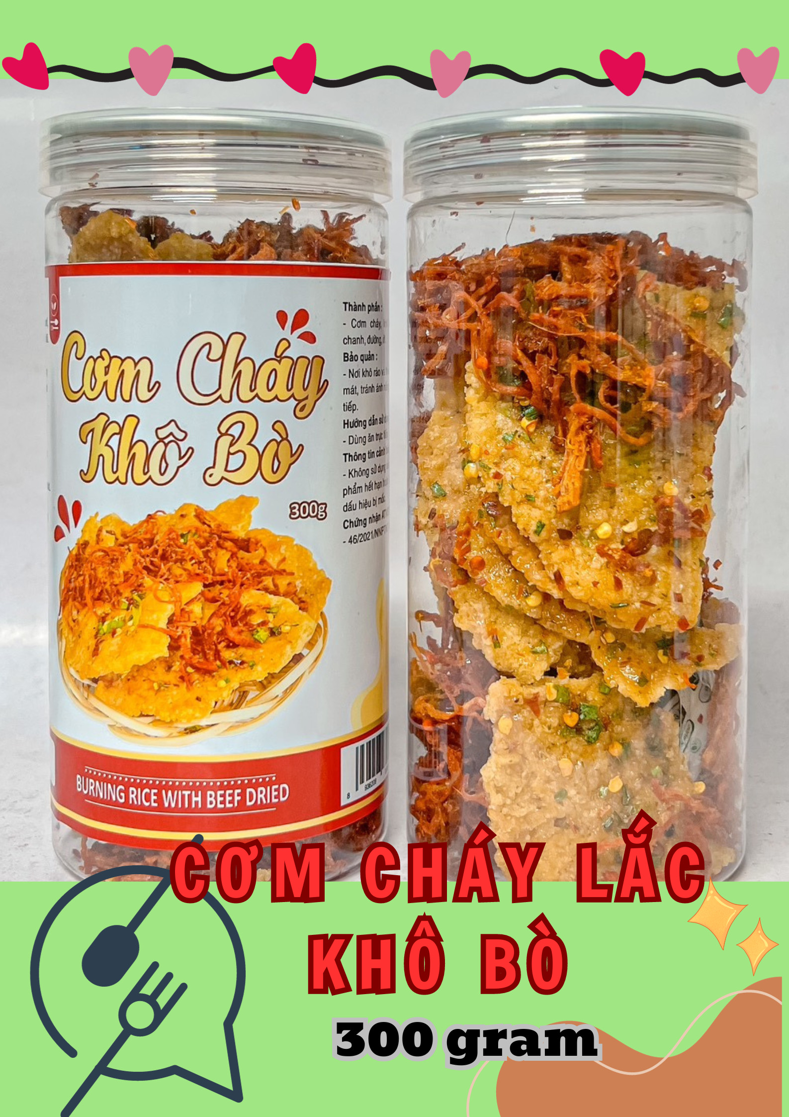 Cơm Cháy Lắc Khô Bò Loại Ngon 300g Cơm Cháy Lắc Khô Bò Loại Ngon 300g