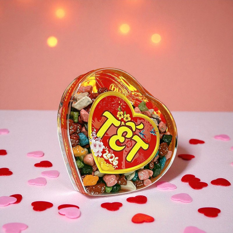 Kẹo Sỏi Đá Socola Hộp Trái Tim 350g Hộp Quà Tết 2026 Kẹo Sỏi Đá Socola Hộp Trái Tim 350g Hộp Quà Tết 2026