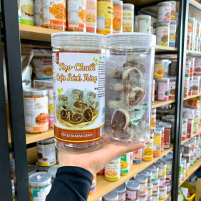 Kẹo Chuối Cuộn Bánh Tráng Thơm Ngon 300g - Hộp Pet - KCC