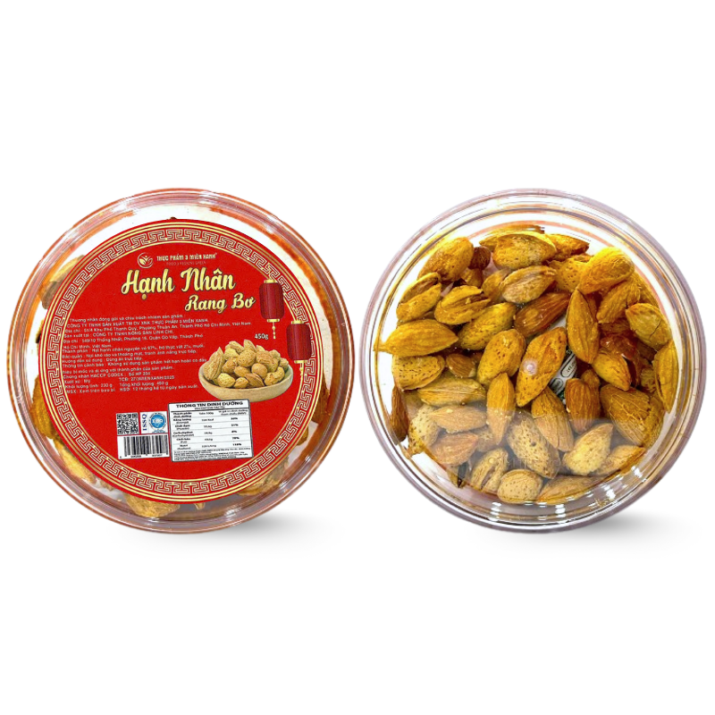Hạnh Nhân Rang Bơ 450g - Hộp Tròn Lớn Hạnh Nhân Rang Bơ 450g - Hộp Tròn Lớn