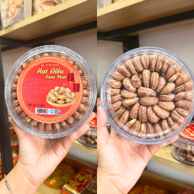 Hạt Điều Xếp Hoa Hộp Tròn 500g - HDXHHT