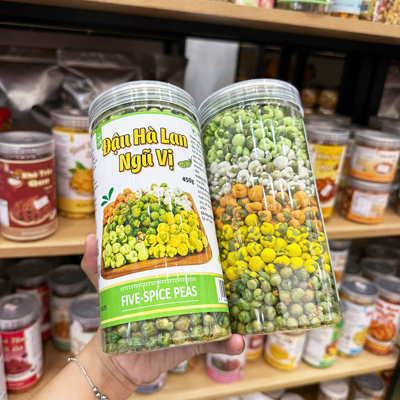 Shop sỉ đậu Hà Lan Ngũ Vị Thơm Ngon 450g (sầu riêng - phô mai - sữa dừa - wasabi - tỏi ớt ) Hộp Shop sỉ đậu Hà Lan Ngũ Vị Thơm Ngon 450g (sầu riêng - phô mai - sữa dừa - wasabi - tỏi ớt ) Hộp