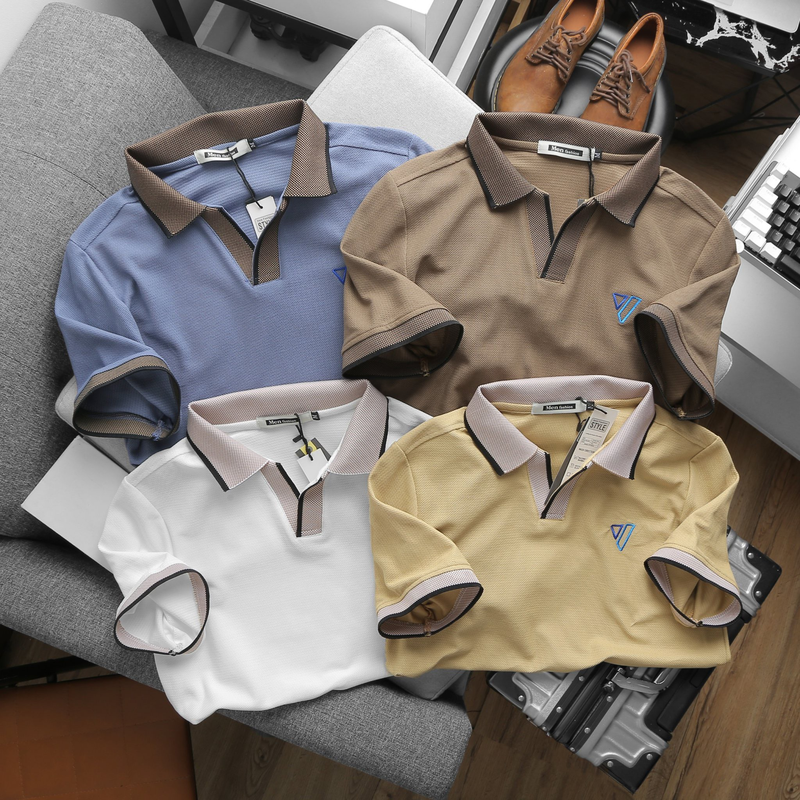 Áo Thun Nam Polo Cổ Bẻ Thêu Logo Hình Tam Giác (Có size 3x)