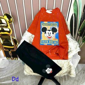 Đồ bộ quần ngố đen áo tay ngắn in hình chuột mickey - DBO3785