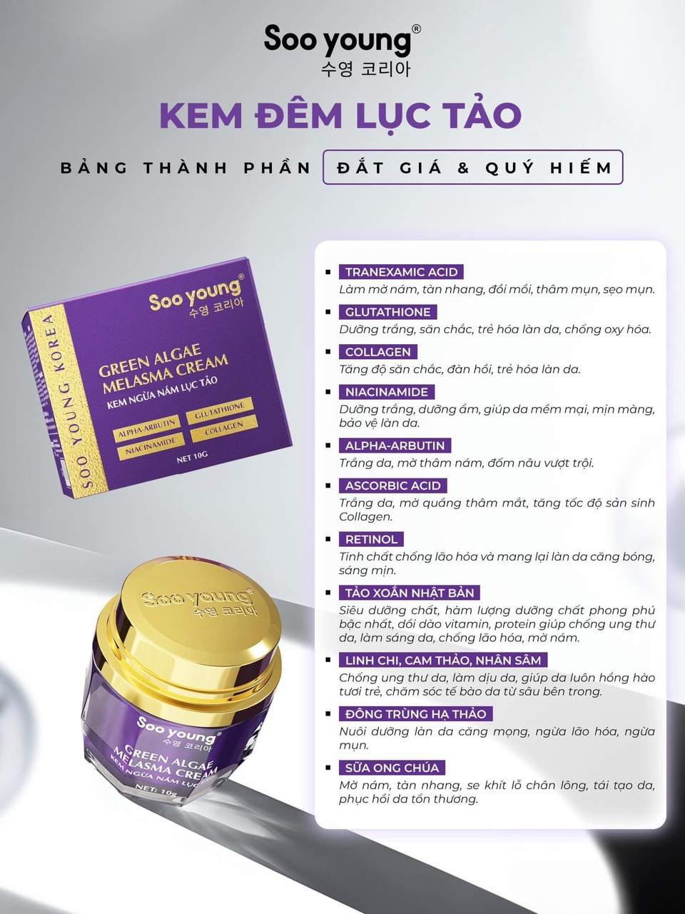 23066-z4909332360819-89aedae4802b6d670d280cfe4fd35a73-6.jpg Combo Face Ngày Lục Tảo Soo Young Mini + Face Đêm Lục Tảo Soo Young Mini (Tặng 1 Serum meso) - CBFACESYMINI