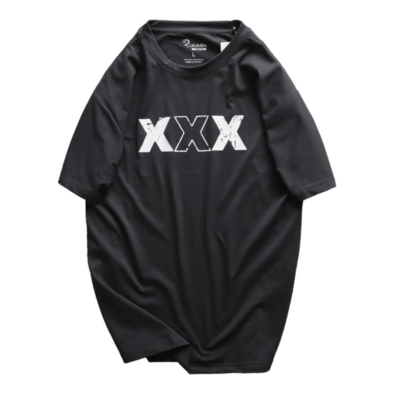 Áo Thun Nam Cổ Tròn Rurumen Màu Đen In Hình Chữ X Big Size Áo Thun Nam Cổ Tròn Rurumen Màu Đen In Hình Chữ X Big Size
