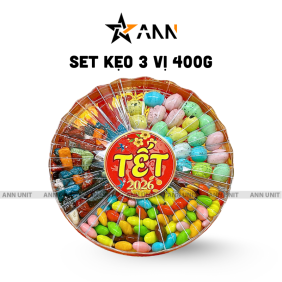 Set Kẹo Mix 3 Vị Hộp Sun Khía 400g (kẹo sỏi - kẹo nhộng - kẹo trứng) - SKMHSK