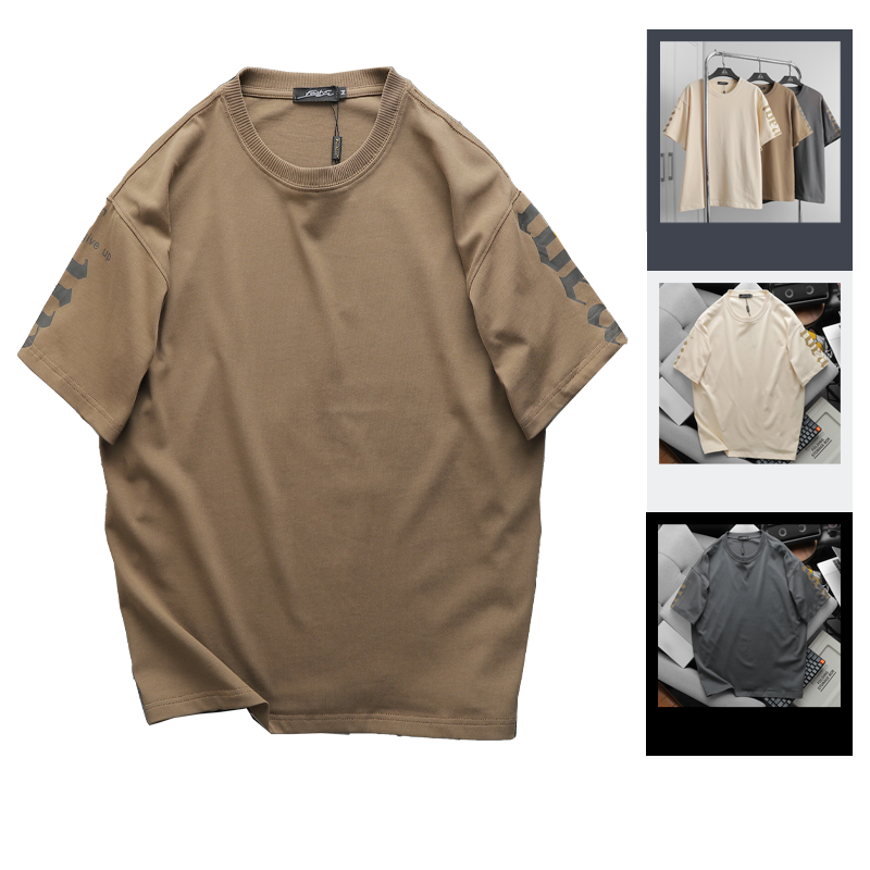 23308-ab498.png Áo Thun Nam Cổ Tròn Ovesize In Chữ IDEA Bên Tay Big Size 110kg - AB499