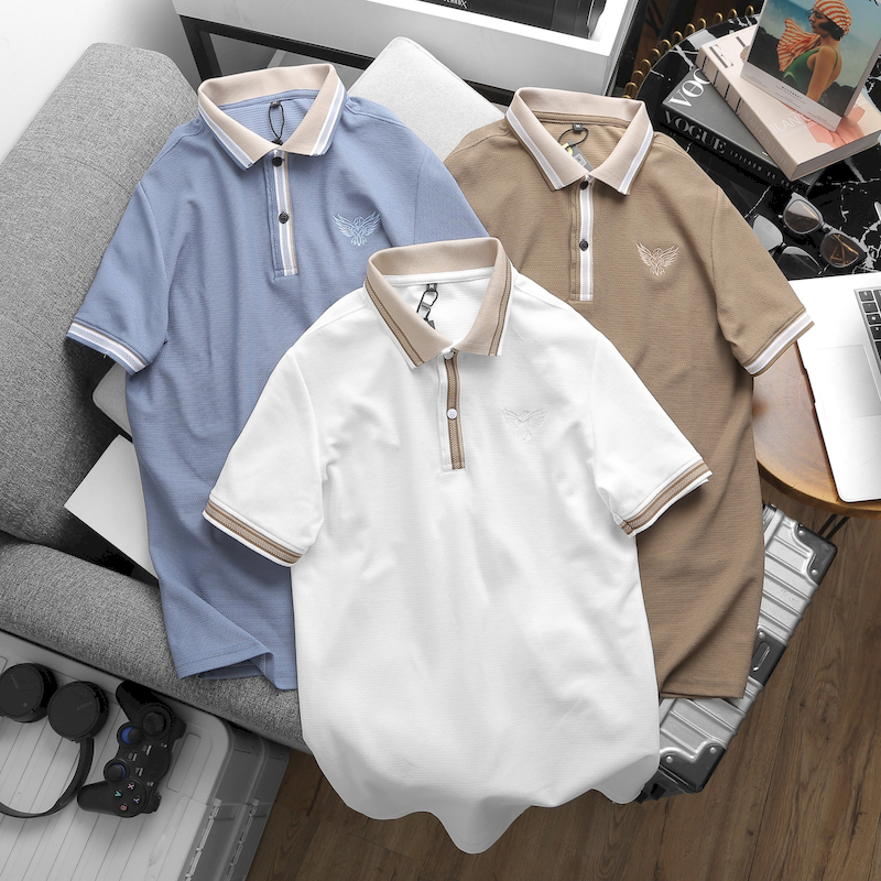 Giá sỉ áo Thun Nam Polo Cổ Bẻ Thêu Logo Đại Bàng (Có size 3x)