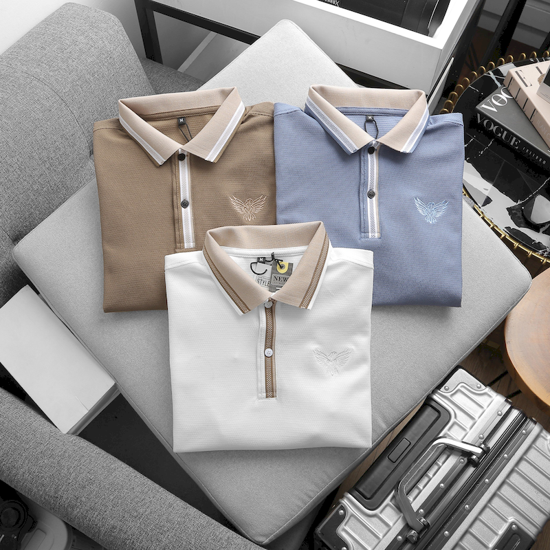 Giá sỉ áo Thun Nam Polo Cổ Bẻ Thêu Logo Đại Bàng (Có size 3x)