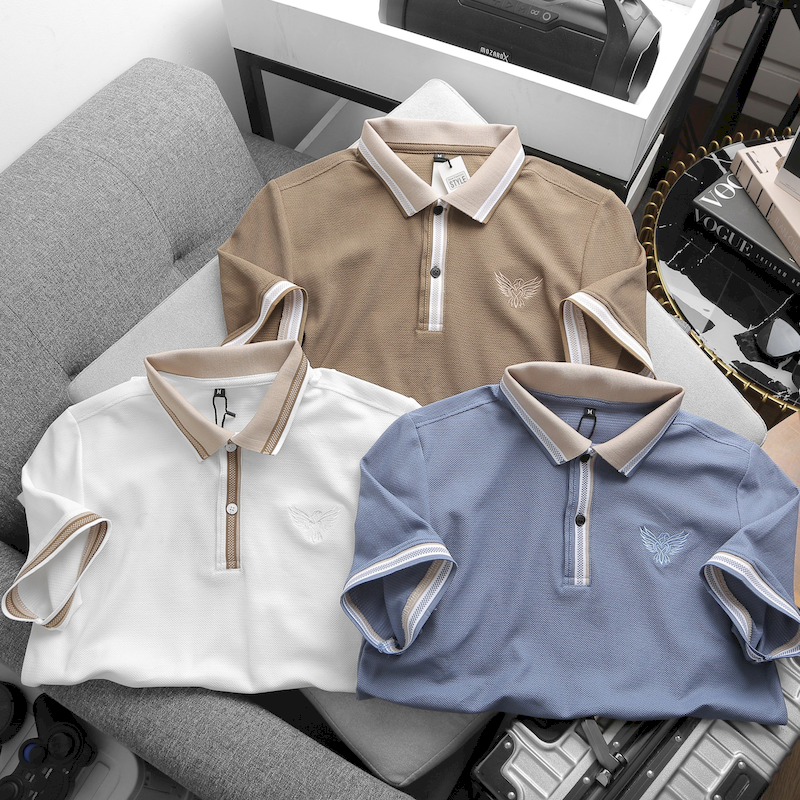 Giá sỉ áo Thun Nam Polo Cổ Bẻ Thêu Logo Đại Bàng (Có size 3x)