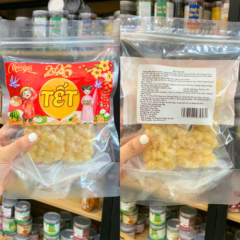 23384_98_20260105101711.png Mứt Hạt Sen Túi Zip 300g - Mứt Hạt Sen Tết - HSHCK