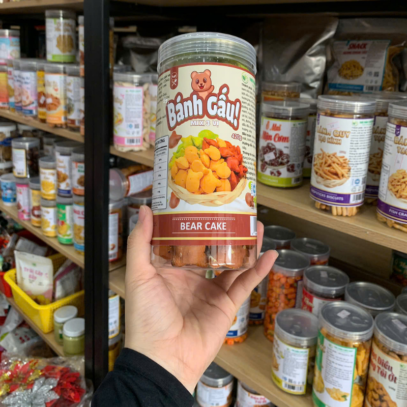 23449_272_20251203182333-3.png Bánh Gấu Mix 3 Vị Thơm Ngon Hộp Pet 420g (Chùm Ngây- Socola - Truyền Thống) Hộp - BGM3V420