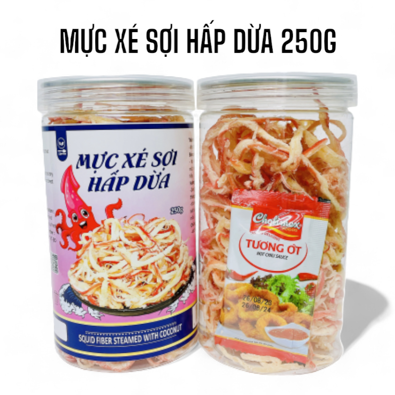 Kho sỉ mực Xé Sợi Hấp Dừa Thơm Ngon 250g Hộp Kho sỉ mực Xé Sợi Hấp Dừa Thơm Ngon 250g Hộp