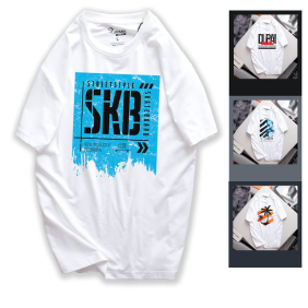 Áo Thun Nam Cổ Tròn Rurumen Màu Trắng In Logo Chữ SKB (Có size 4x) - AB505