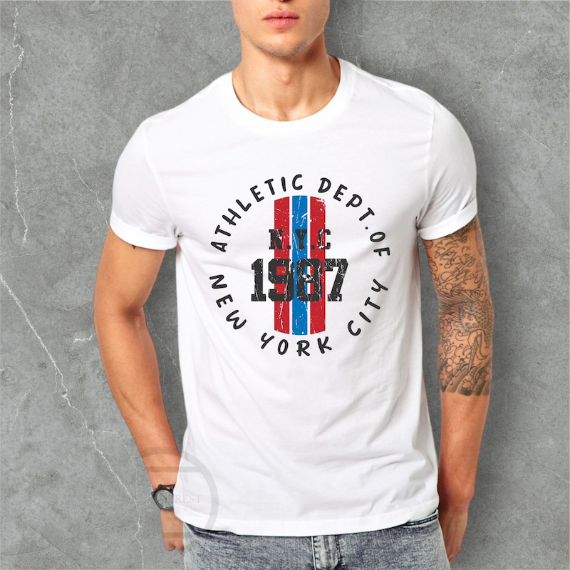 Áo Thun Nam Cổ Tròn Rurumen Màu Trắng In Chữ NYC 1987 (Có size 4x) Áo Thun Nam Cổ Tròn Rurumen Màu Trắng In Chữ NYC 1987 (Có size 4x)