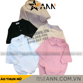 áo thun nữ cổ bẻ trơn form vừa (40-60kg) - AG1290