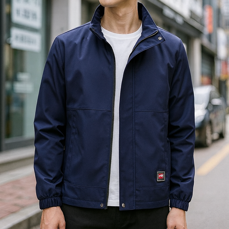 Áo Khoác Nam Rurumen Chất Dù 2 Lớp Cổ Đứng Phối Logo Bên Túi (Có size 3x)