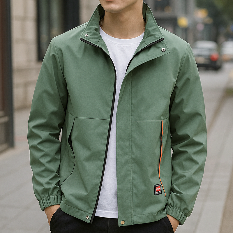 Áo Khoác Nam Rurumen Chất Dù 2 Lớp Cổ Đứng Phối Logo Bên Túi (Có size 3x)