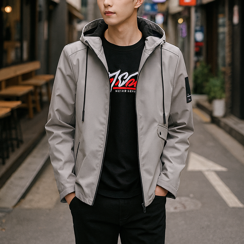 Bỏ sỉ áo Khoác Nam Rurumen Chất Dù 2 Lớp  Có Nón Phối Logo Bên Tay (Có size 3x)