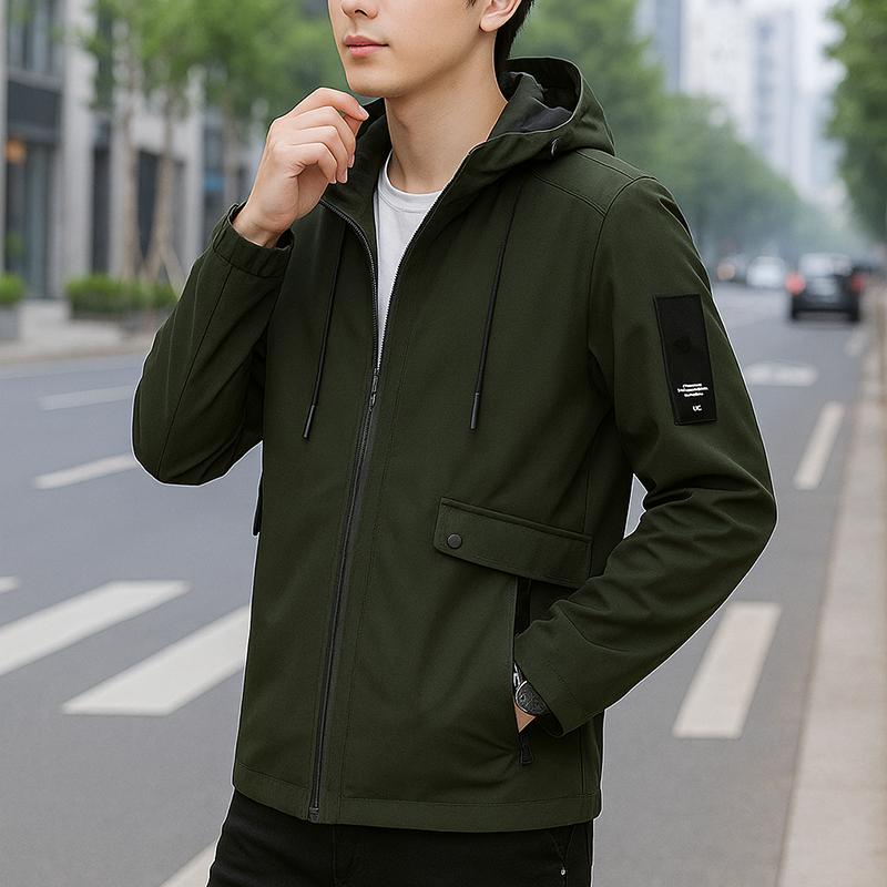 Bỏ sỉ áo Khoác Nam Rurumen Chất Dù 2 Lớp  Có Nón Phối Logo Bên Tay (Có size 3x)