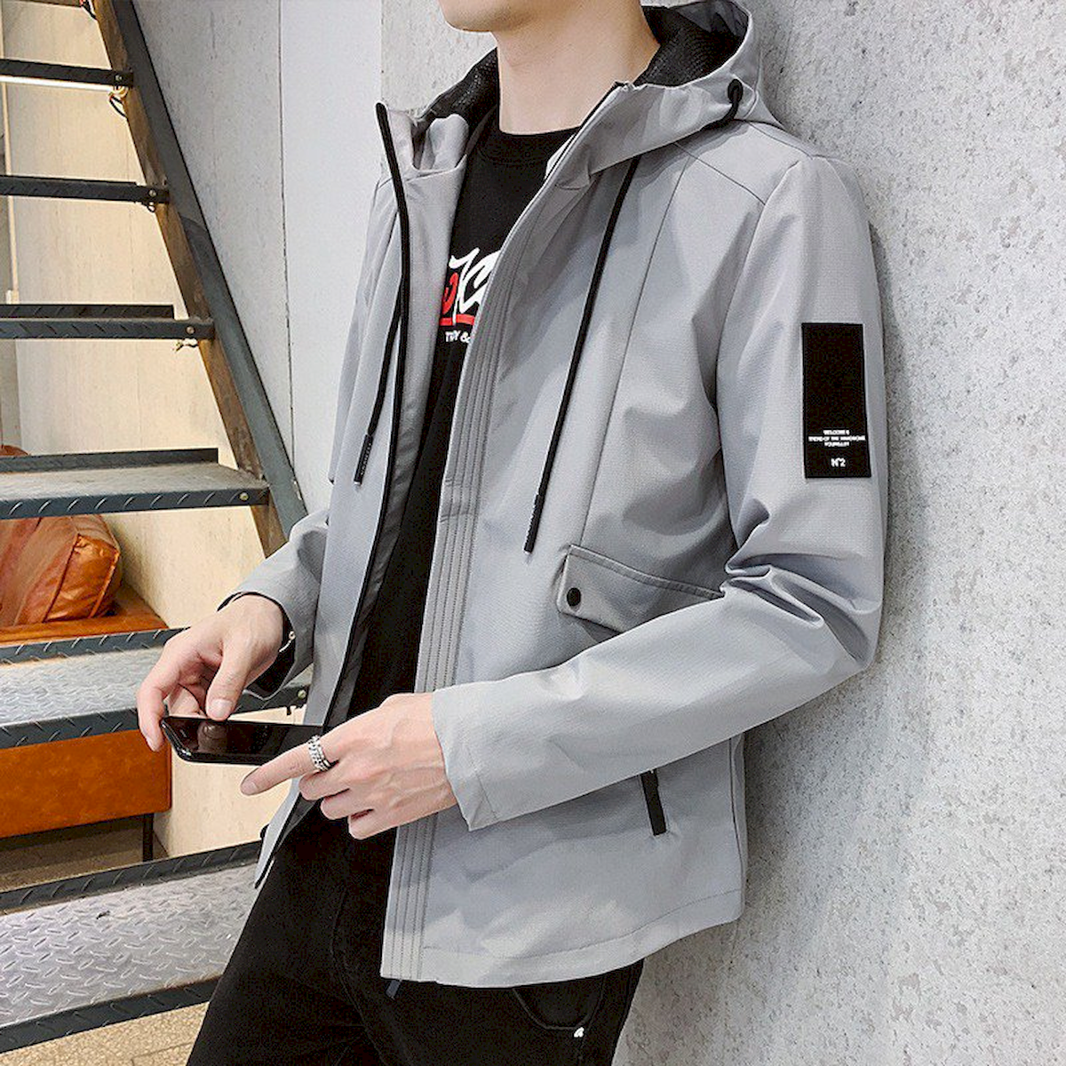 Bỏ sỉ áo Khoác Nam Rurumen Chất Dù 2 Lớp  Có Nón Phối Logo Bên Tay (Có size 3x)