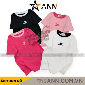 Áo thun nữ thuê logo trước ngực Baby Tee ôm body từ 35kg - 55kg - AG1339