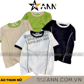 Áo thun nữ Baby Tee ôm body trơn viền cổ màu từ 35kg - 55kg - AG1383