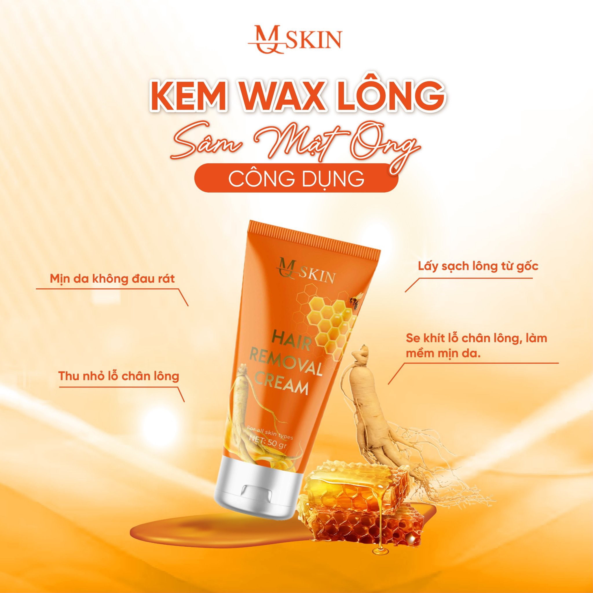 Combo Kem Tẩy Lông + Kem Thâm Nách MQ Skin Sâm Chanh Mật Combo Kem Tẩy Lông + Kem Thâm Nách MQ Skin Sâm Chanh Mật