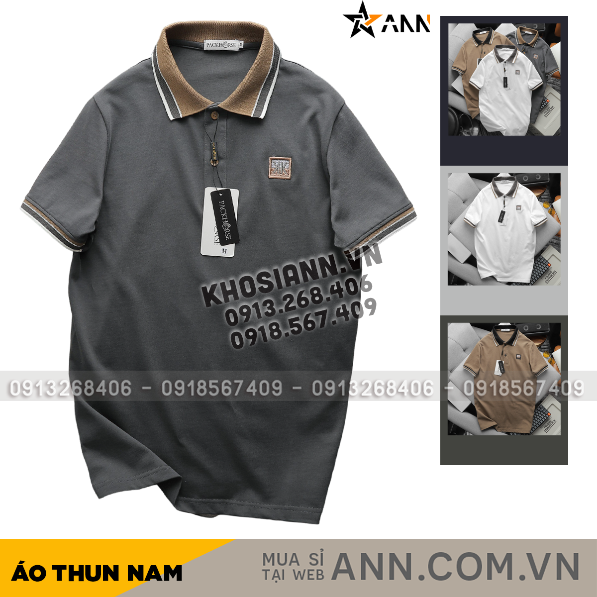 24098_1_20240422045648-3.png Áo Thun Nam Cổ Bẻ Pack Horse Thêu Nổi Logo Chữ KK (Có size 3x) - CS225