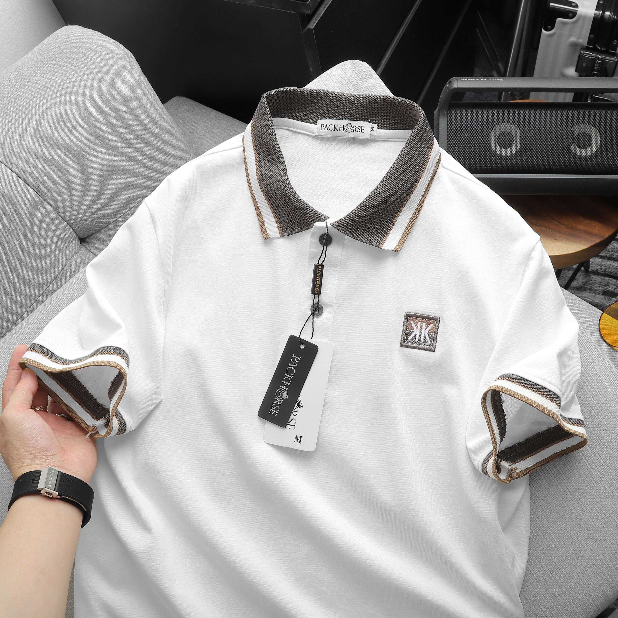 24098_z5371346451773-becc0e1c97e3e3d961a2e527c858a57d_20240422045659-3.jpg Áo Thun Nam Cổ Bẻ Pack Horse Thêu Nổi Logo Chữ KK (Có size 3x) - CS225