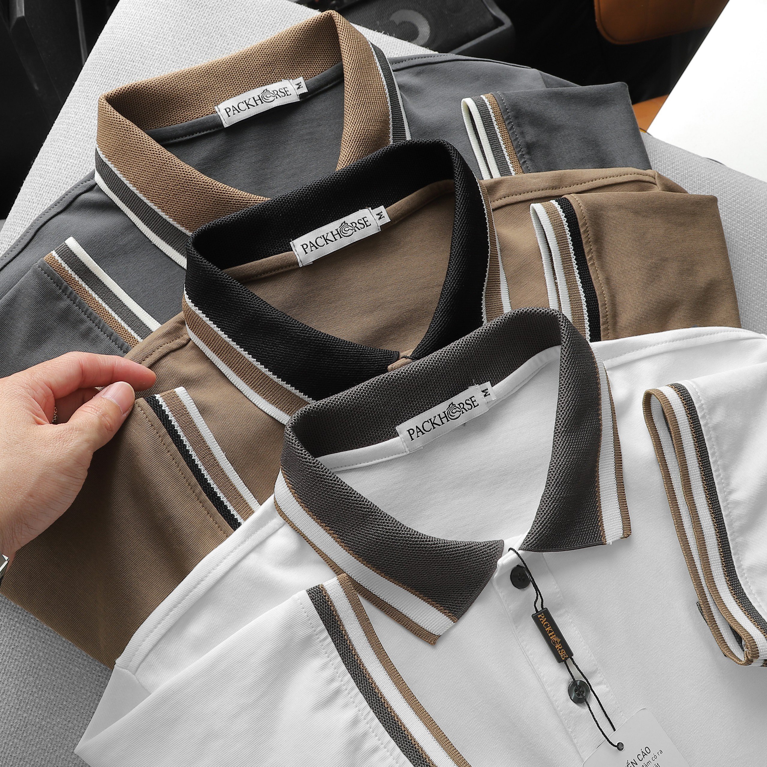 24098_z5371346485230-78c0495ed3895c41161eb48e82f4a4ee_20240422045704-3.jpg Áo Thun Nam Cổ Bẻ Pack Horse Thêu Nổi Logo Chữ KK (Có size 3x) - CS225