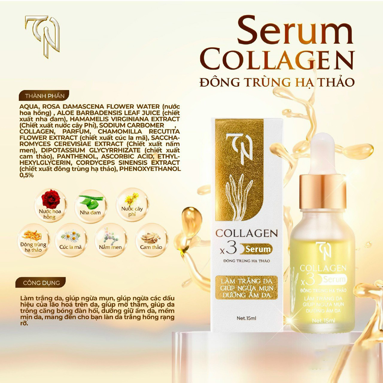 Serum Nám Collagen X3 TN Mỹ Phẩm Đông Anh 15ml Serum Nám Collagen X3 TN Mỹ Phẩm Đông Anh 15ml